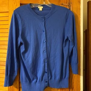 J. Crew Royal Blue 3/4 Sleeve Cardigan Sweater